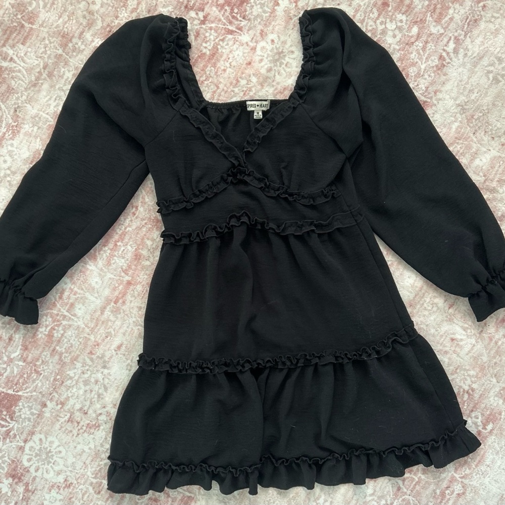 Charming Black Ruffle Women’s Dress